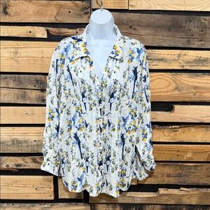 Isaac Mizrahi Womens 100% Linen Shirt
Blouse‎ Floral Birds Plus Sz 3X